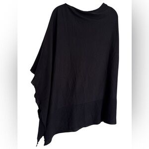 New Hawick of Scotland Black Cashmere Silk Poncho Sweater Pullover Luxe Travel